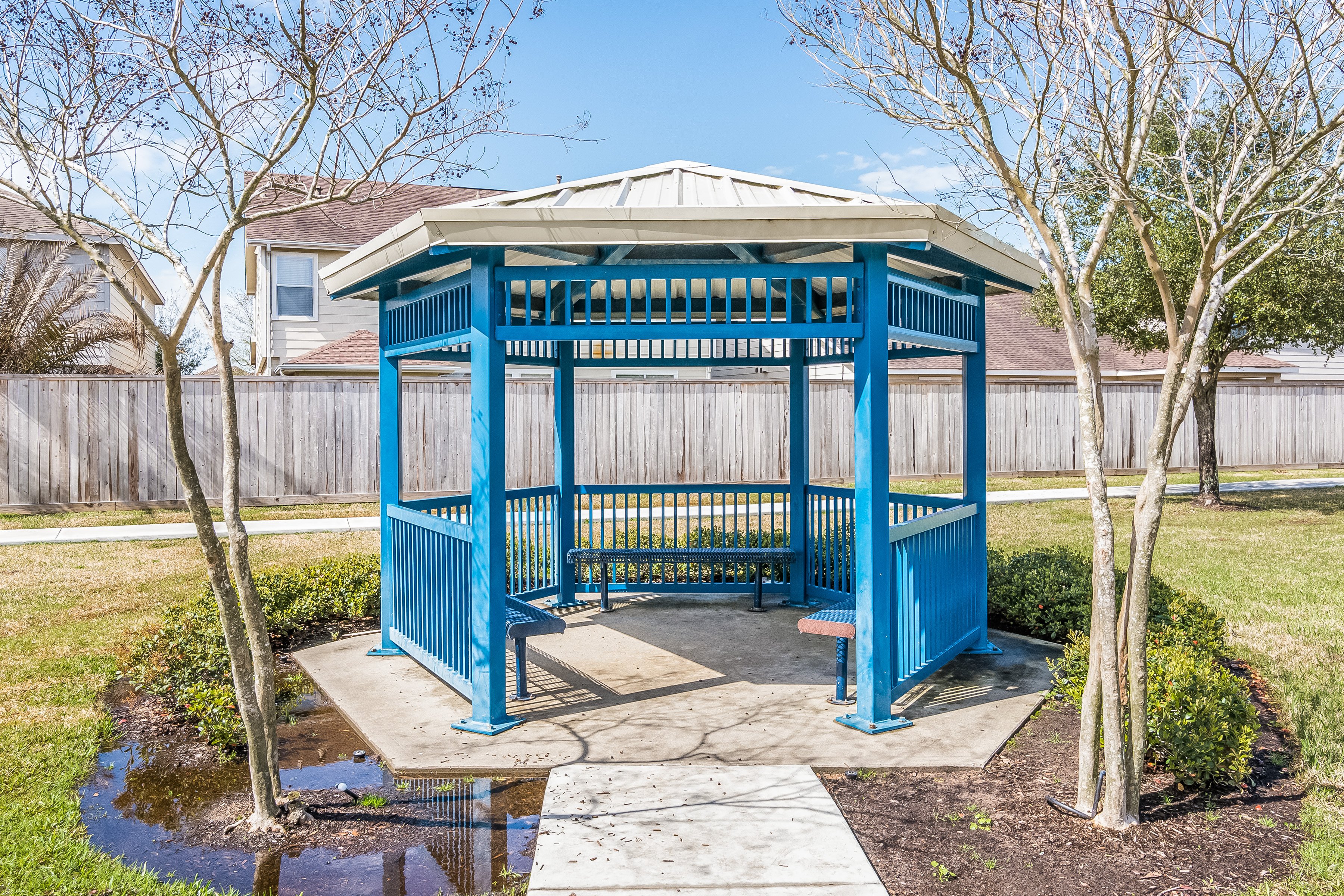 Blue communal amenity space