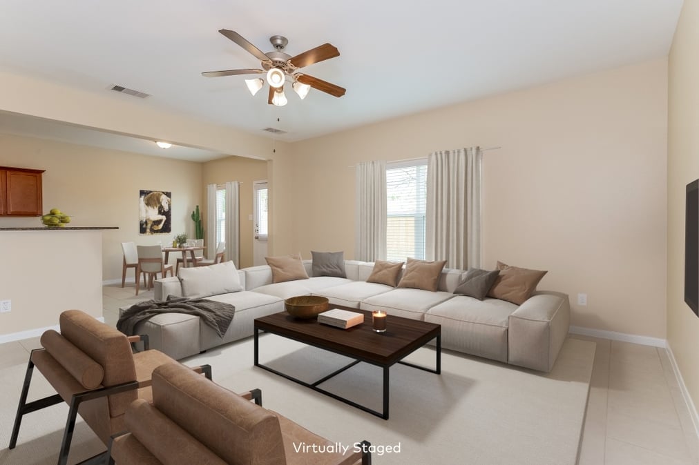 Virtual staging kitchen/living room