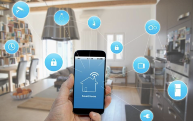 iPhone with smart home apps open